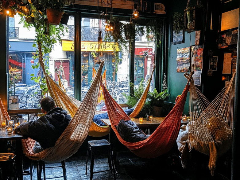 Bar à sieste et ses hamacs